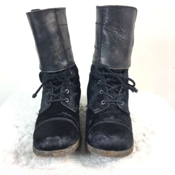 AllSaints Damisi Pony Hair Combat Boot Black 41 - Picture 5 of 16